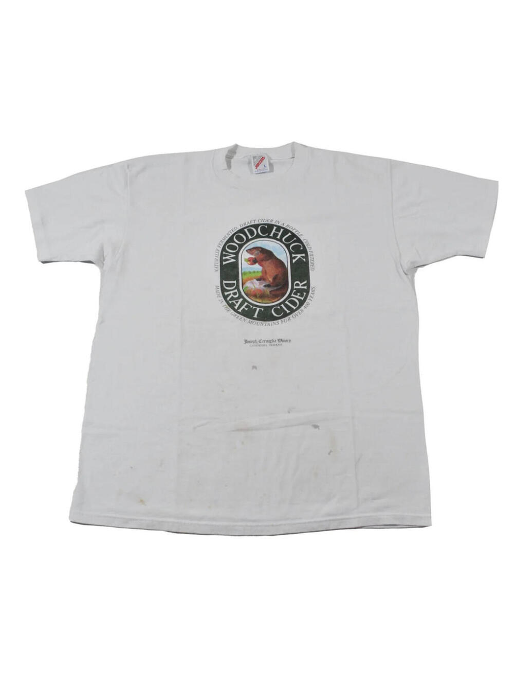 Vintage Woodchuck Draft Cider Vermont Beer 90s White Shirt Size Large